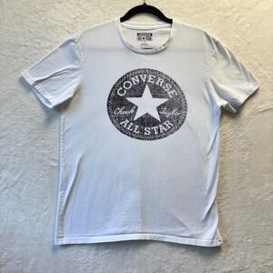 Converse All Star Graphic Tee Men Sz Medium White Crew Neck Short Sleeve T-Shirt